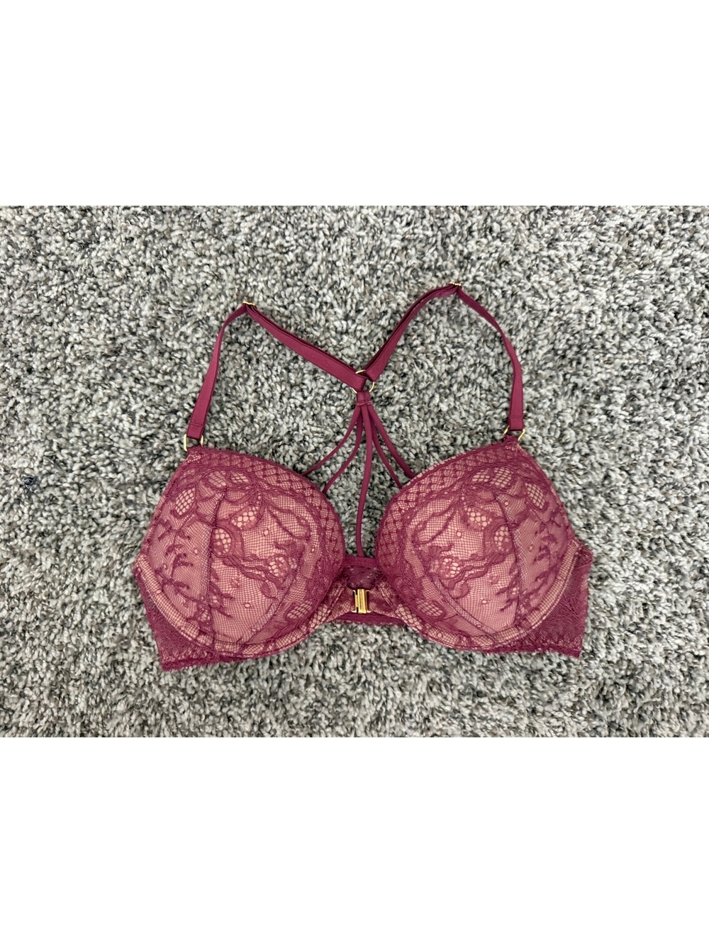 Victoria’s Secret Bombshell Lace Racerback Front-close Push Up Bra Size 32B